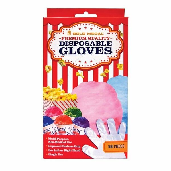 Gold Medal Disposable Gloves, One Size, 100 PK, Clear 1063